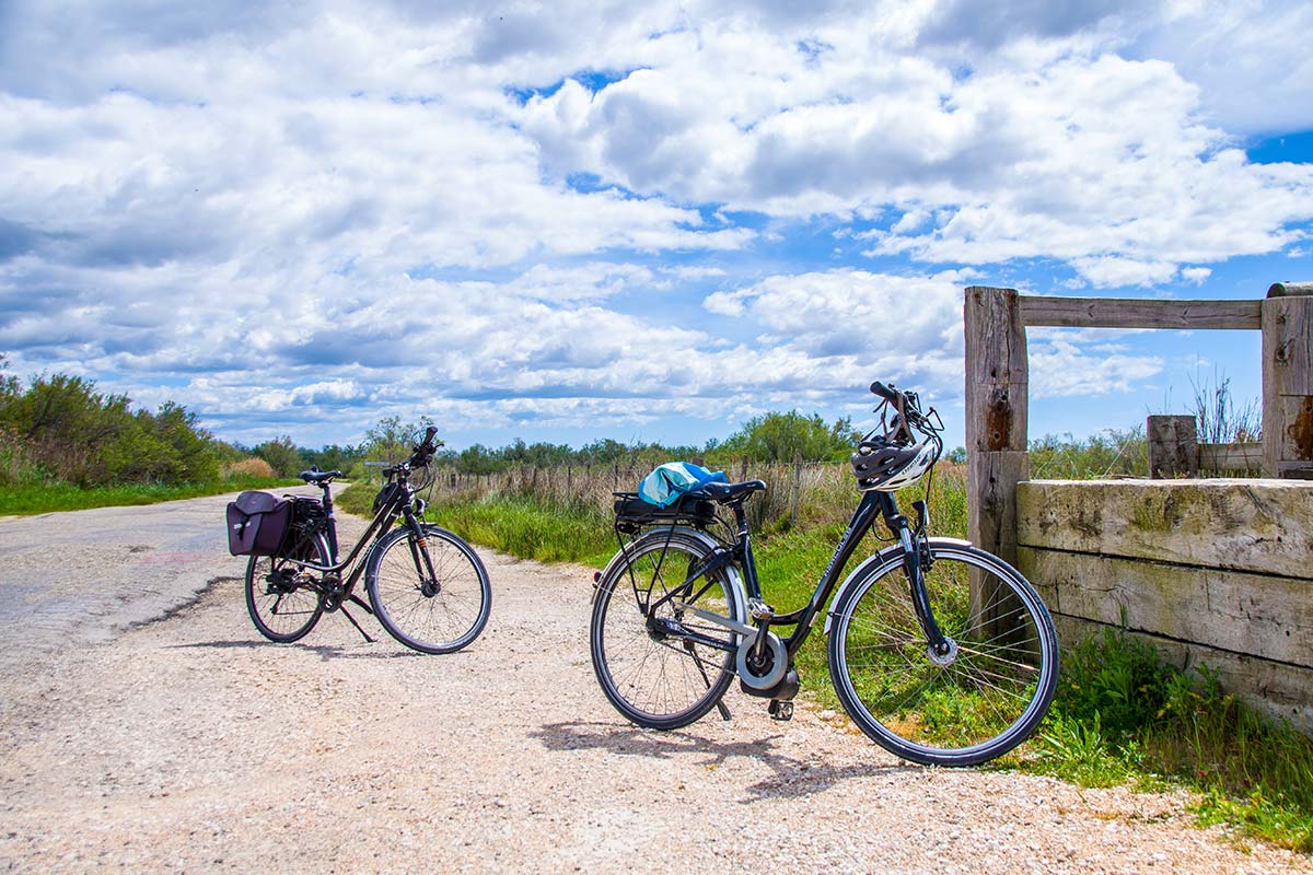 Cycling on a cycle path in Charente Maritime