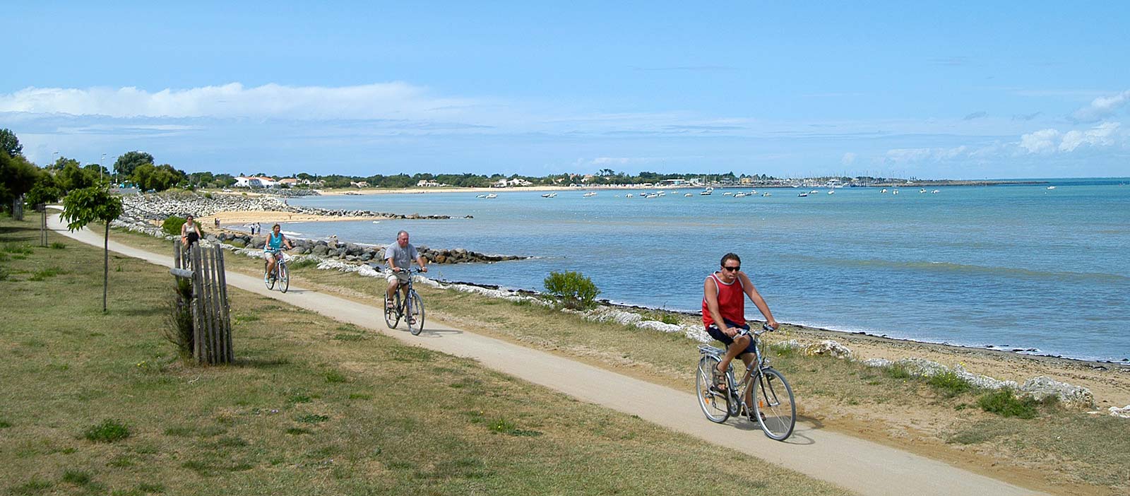 Cyclists on a cycle path near the campsite in Oléron