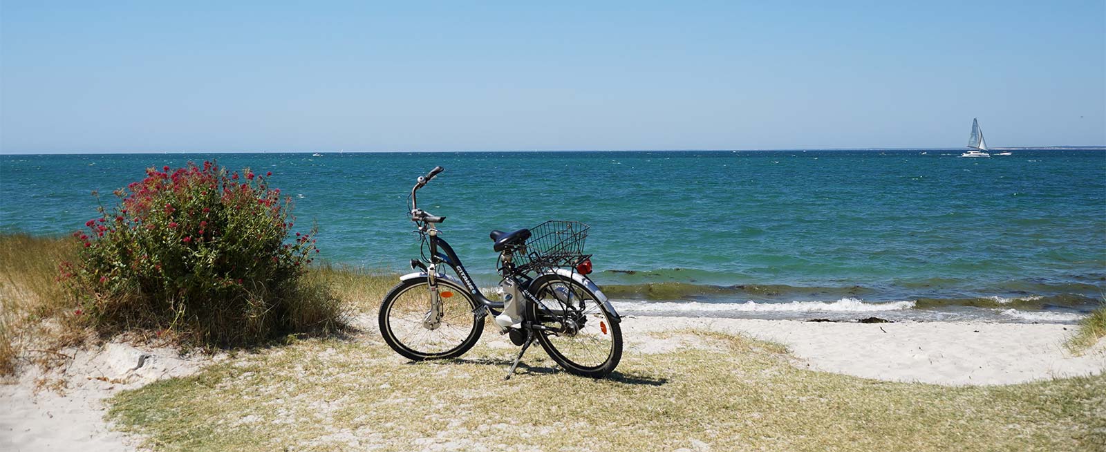 Vélo au bord de l'océan sur l'île d'Oléron