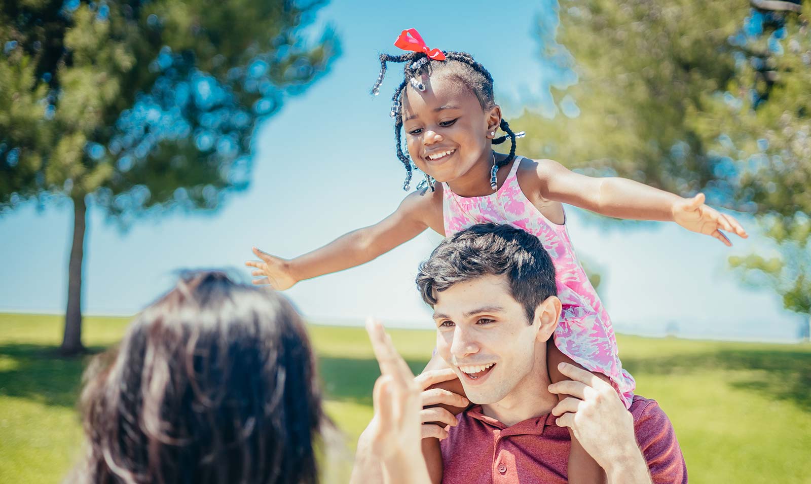 Family in the campsite park in Oléron