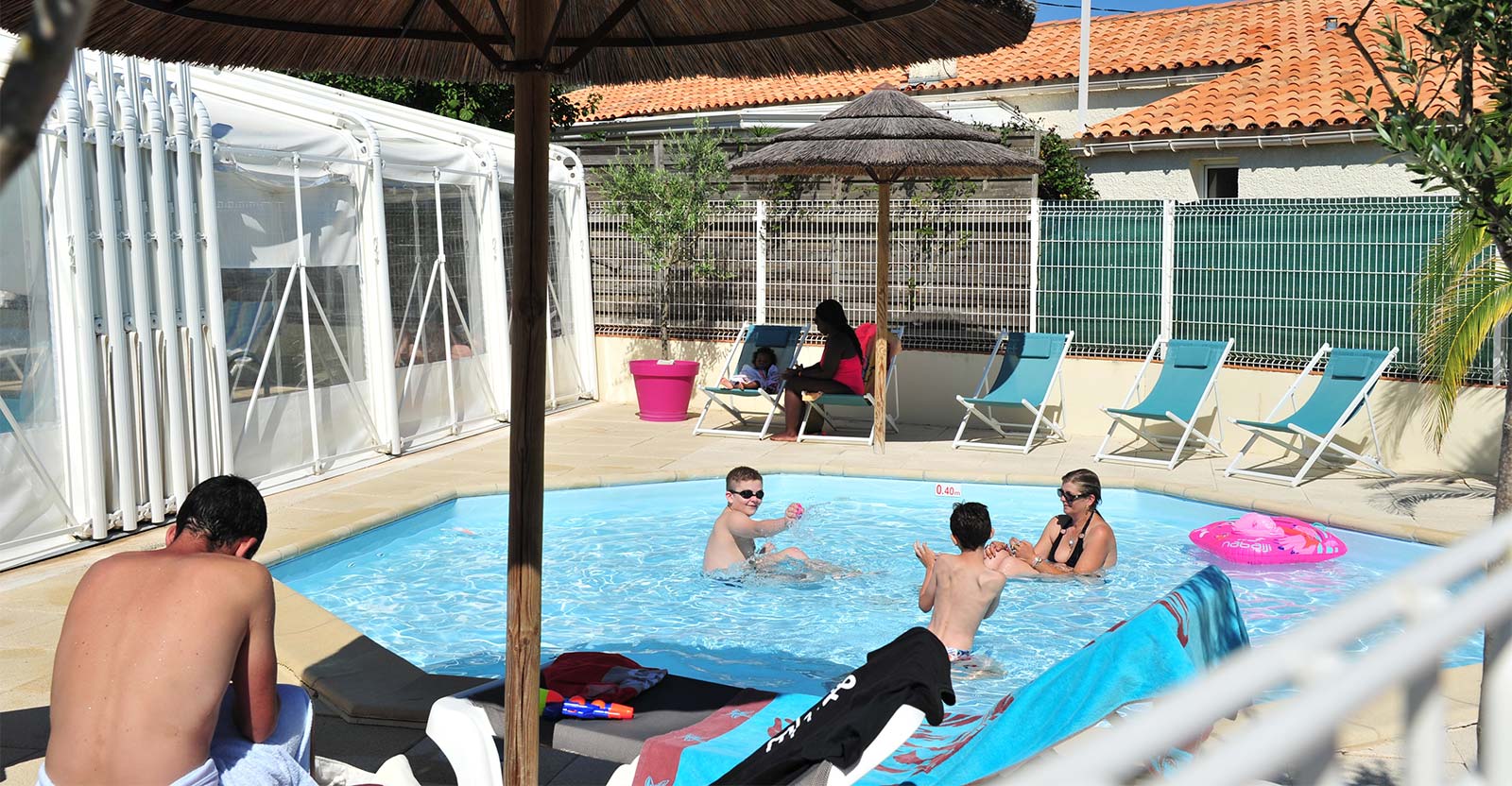 Paddling pool for children in the aquatic area of the campsite in Oléron