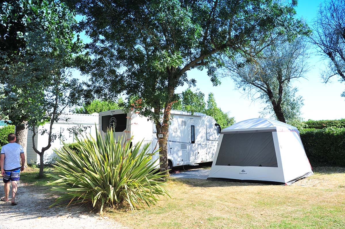 Tentes sur des emplacements de camping à Oléron