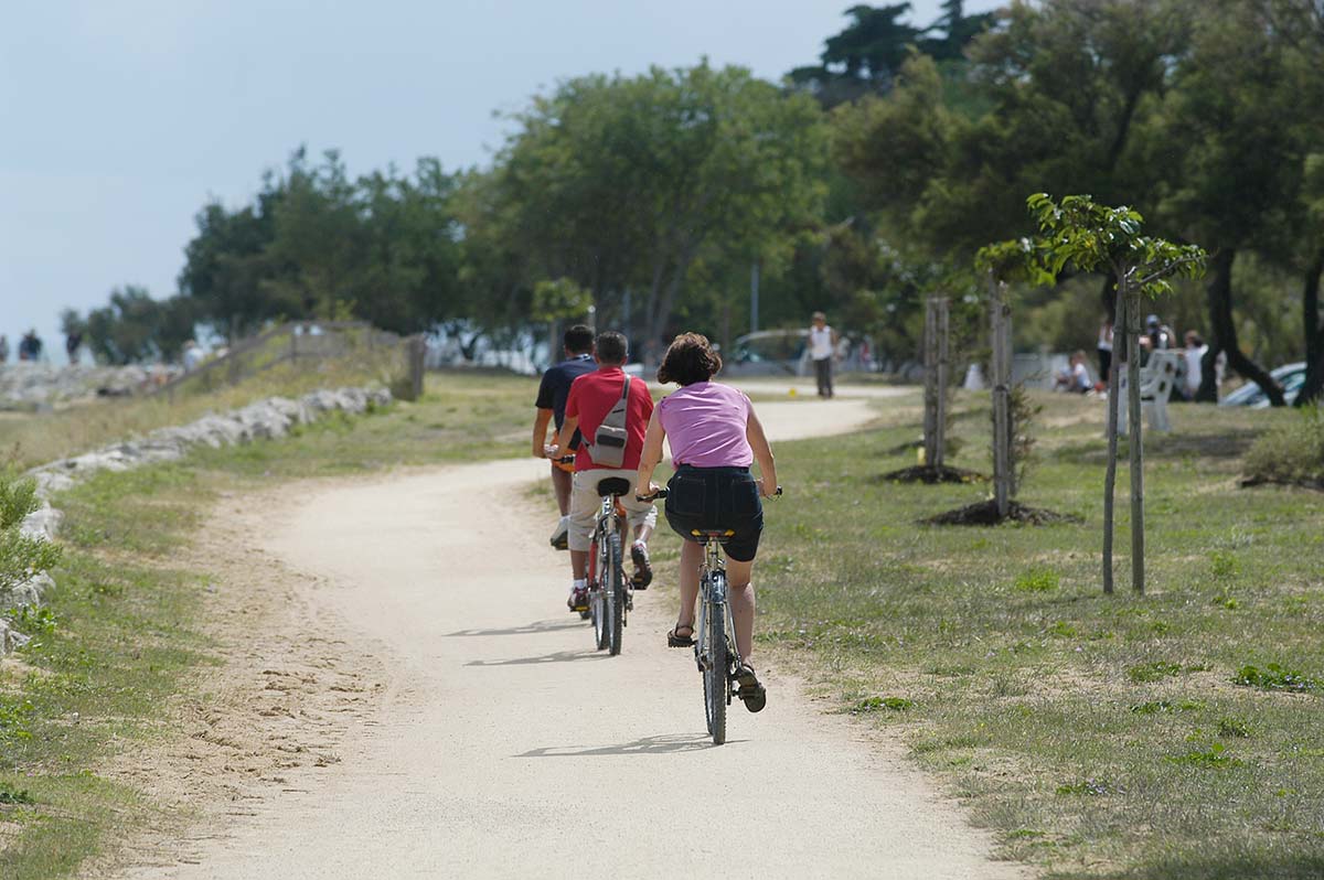 Cyclists on a cycle path near the campsite in Oléron